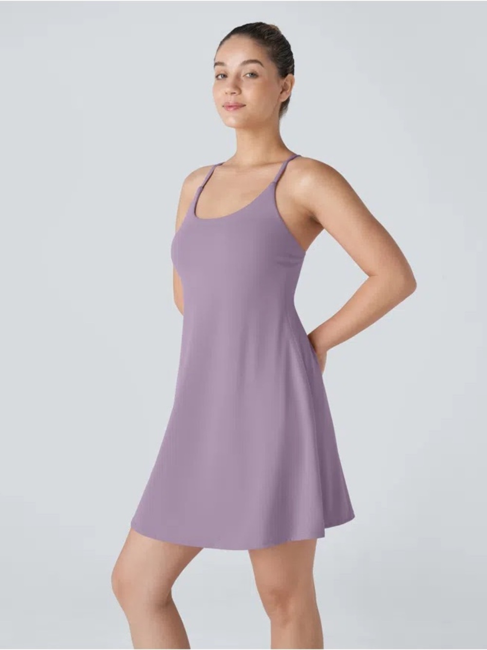 Halara SoftlyZero Backless Active M Long Length Dress Easy Peezy Tulip Purple